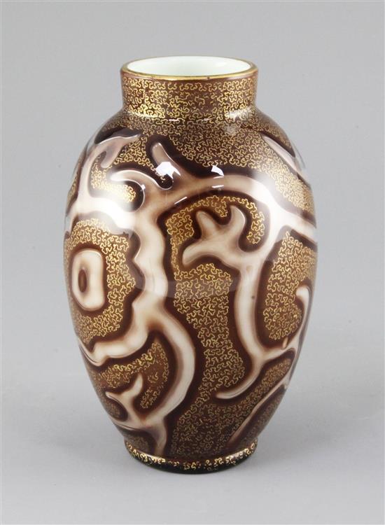 A Loetz octopus ovoid glass vase, c.1888, height 18.5cm